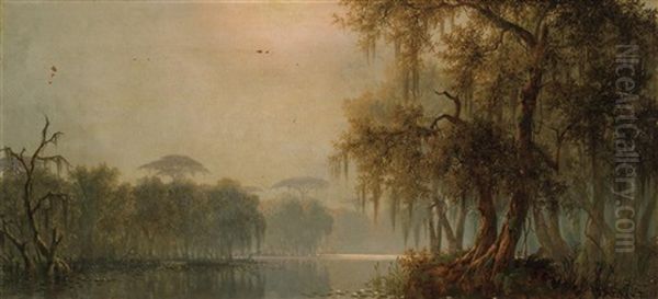 Louisiana Marsh Oil Painting by Joseph Rusling Meeker