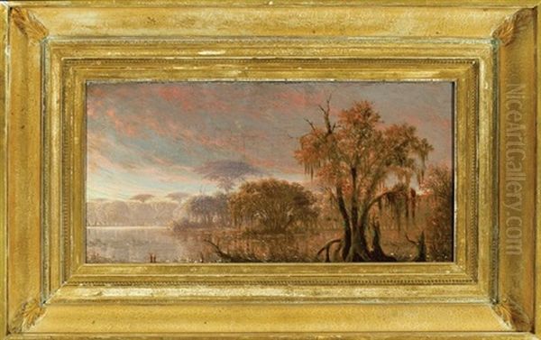 At Dusk On The Bayou Oil Painting by Joseph Rusling Meeker