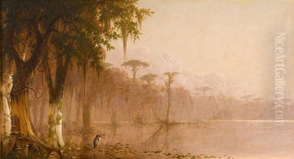 Heron On The Bayou Oil Painting by Joseph Rusling Meeker