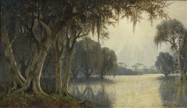 Bayou Scene Oil Painting by Joseph Rusling Meeker