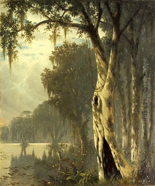 Near Bayou Plaquemine (louisiana) Oil Painting by Joseph Rusling Meeker