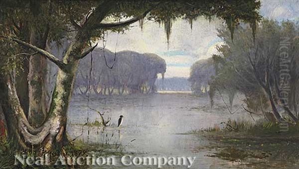 Near Bayou Placqueimny (sic, Recte Plaquemines) Oil Painting by Joseph Rusling Meeker