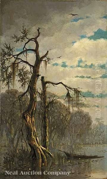 Near Manchac Bayou, Louisiana Oil Painting by Joseph Rusling Meeker