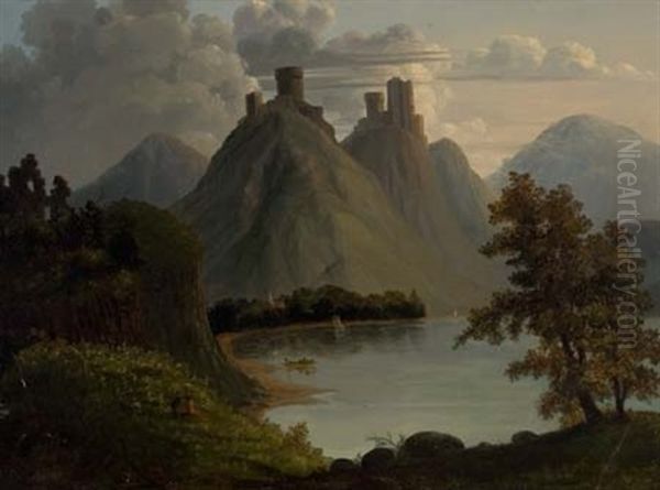 Liebenstein And Sternenfels On The Rhine Oil Painting by Joseph Rusling Meeker