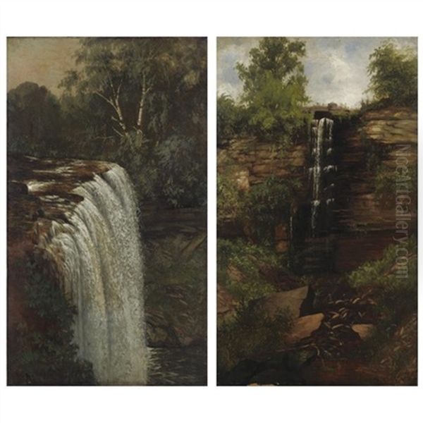 Minnehaha Falls (+ Woodland Falls; Pair) by Joseph Rusling Meeker