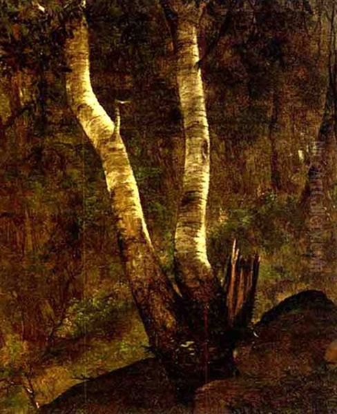 Birches On Lake Pepin Oil Painting by Joseph Rusling Meeker