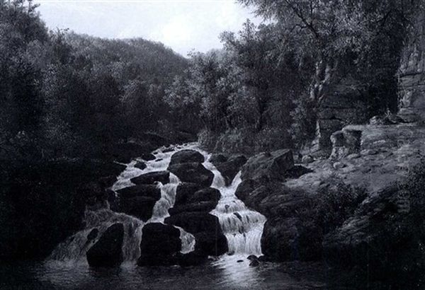 Forest Stream Oil Painting by Joseph Rusling Meeker