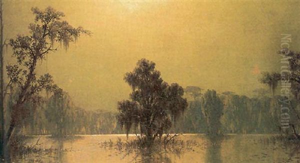 Moonlit Bayou Oil Painting by Joseph Rusling Meeker