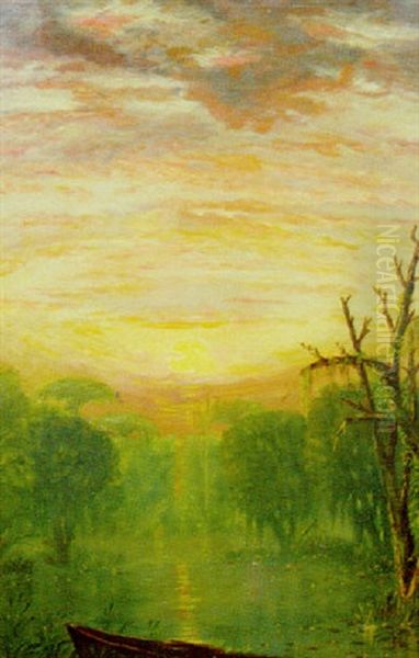 Bayou At Sunset Oil Painting by Joseph Rusling Meeker