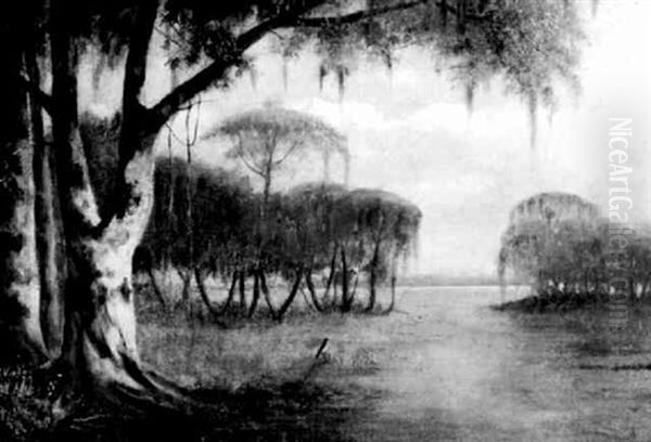 Bayou Plaquemine, Louisiana Oil Painting by Joseph Rusling Meeker