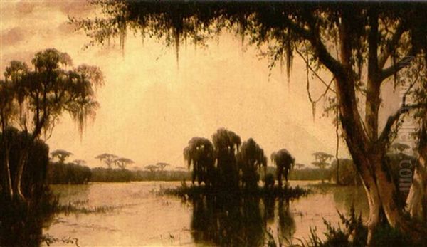 The Bayou At Lake Maurepas, Louisiana Oil Painting by Joseph Rusling Meeker