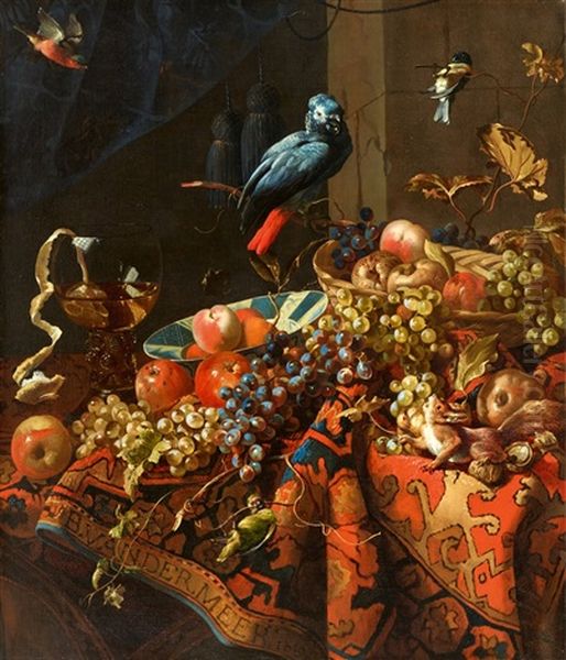 Still Life With Fruit, A Rummer And Birds Oil Painting by Barend van der Meer