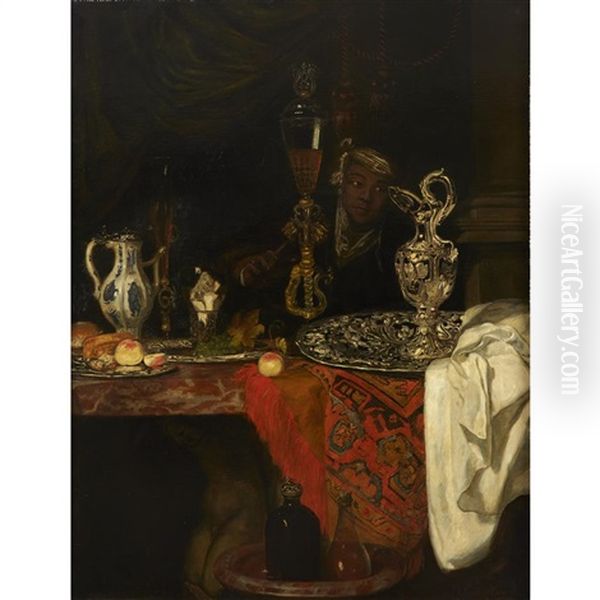 Still Life With Moor Oil Painting by Barend van der Meer