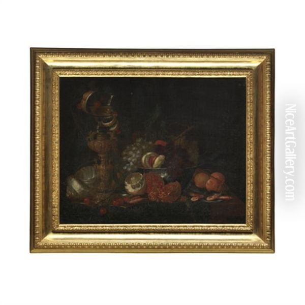 Natura Morta Di Frutta Con Una Conchiglia E Una Coppa Oil Painting by Barend van der Meer