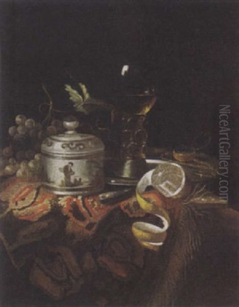 Still Life With Roemer Oil Painting by Barend van der Meer