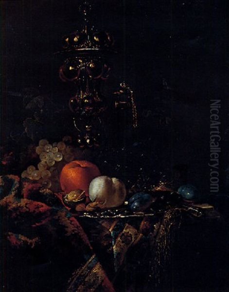 Nature Morte Au Hanap, Aux Raisins Et Autres Fruites Oil Painting by Barend van der Meer