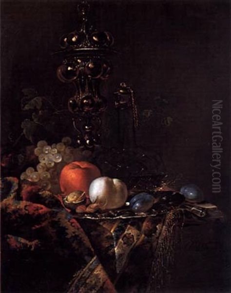 Nature Morte Au Hanap, Aux Raisins Et Autres Fruits Oil Painting by Barend van der Meer