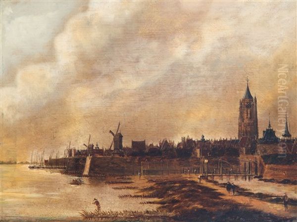 Gezicht Op Gorkum Oil Painting by Jan Meerhout