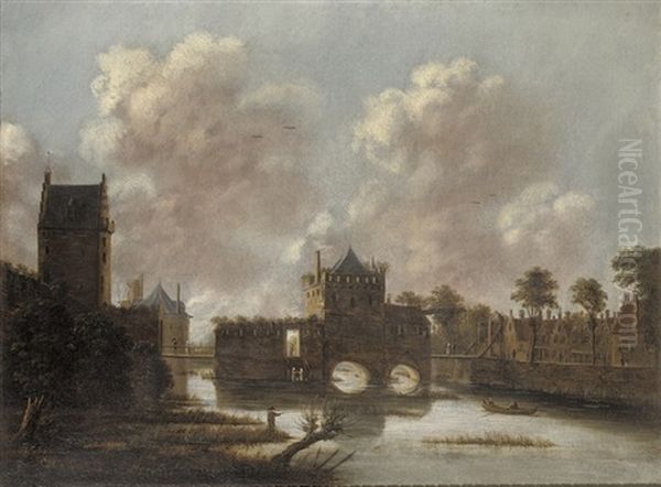 The Wittevrouwenpoort In Utrecht Oil Painting by Jan Meerhout