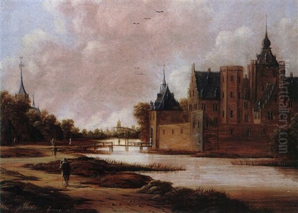 Stadtansicht Mit Brucke Und Fluss Oil Painting by Jan Meerhout