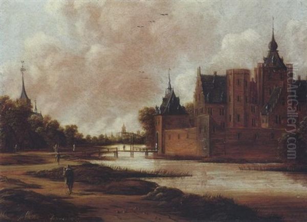 Ansicht Von Gorkum Oil Painting by Jan Meerhout