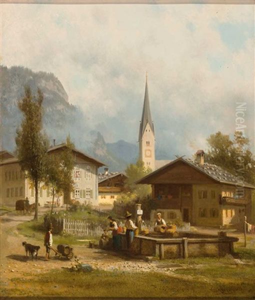 Kirchdorf In Den Alpen Oil Painting by Arnold Meermann