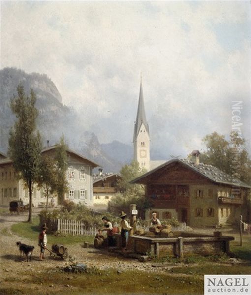 Am Dorfbrunnen Oil Painting by Arnold Meermann