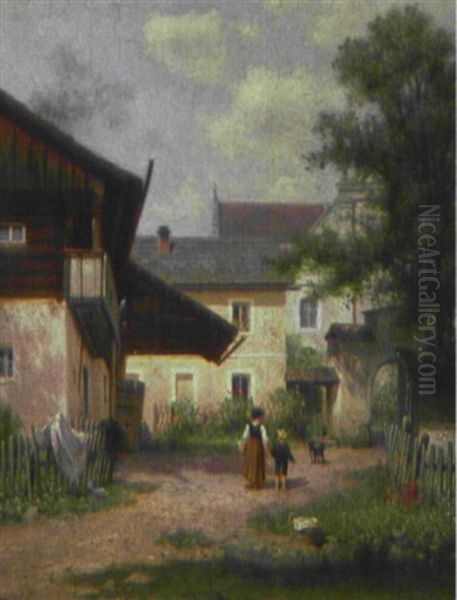 Freirichterhofin Leuthen Oil Painting by Arnold Meermann