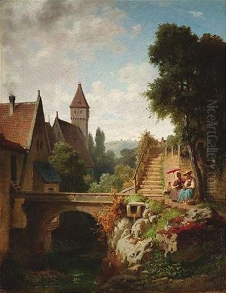 Partie In Maulbronn Oil Painting by Arnold Meermann