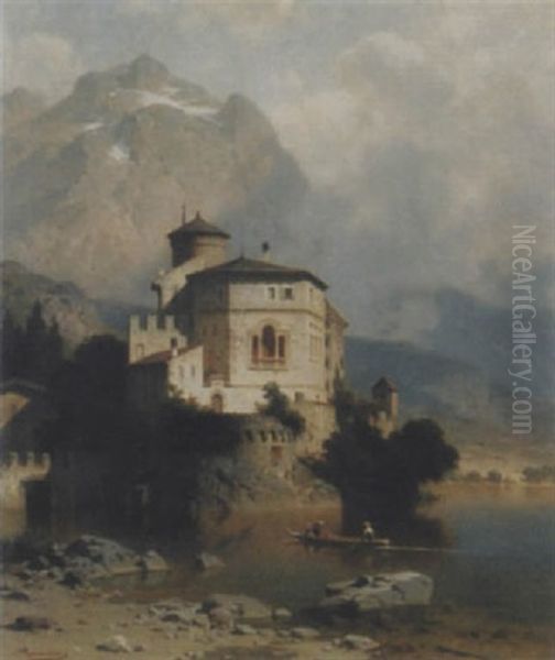 Schloss Toblino Am Tobliner See Oil Painting by Arnold Meermann