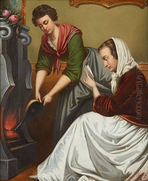 Au Coin Du Feu Oil Painting by Franz Meerts