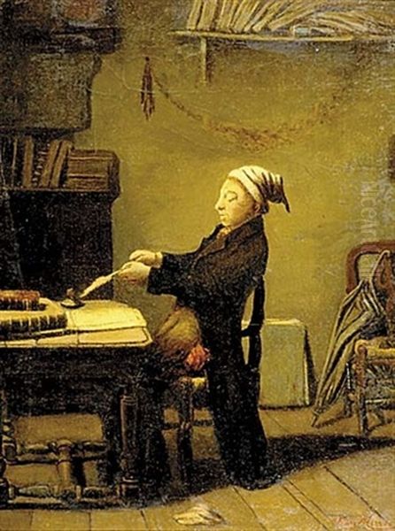 A Scholar At Work Oil Painting by Franz Meerts