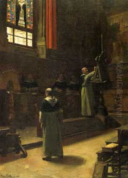 Interior De Sta Maria Novella, Florence Oil Painting by Franz Meerts