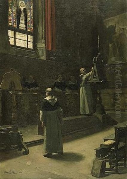 Interieur De Sta Maria Novella, Florence Oil Painting by Franz Meerts