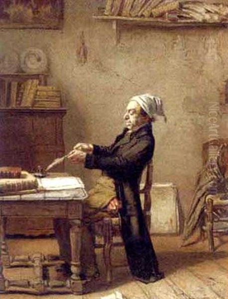 A Scholar At Work Oil Painting by Franz Meerts