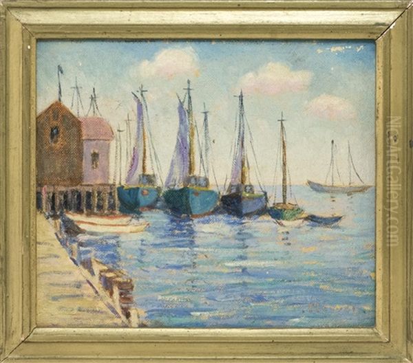 Boats At A Pier Oil Painting by Lillian Burk Meeser