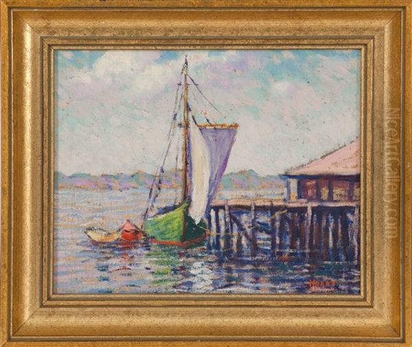 Boats At A Dock Oil Painting by Lillian Burk Meeser