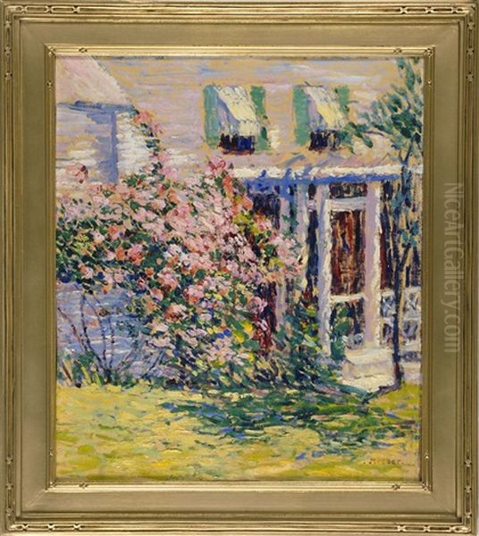 Vibrant Landscape With House And Apple Blossoms Oil Painting by Lillian Burk Meeser