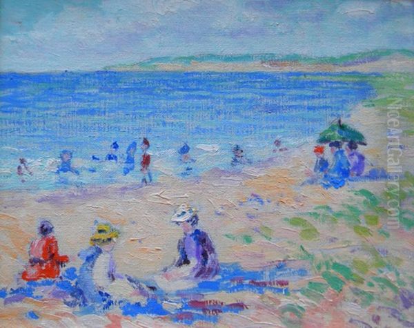 Untitled (beach Scene) Oil Painting by Lillian Burk Meeser