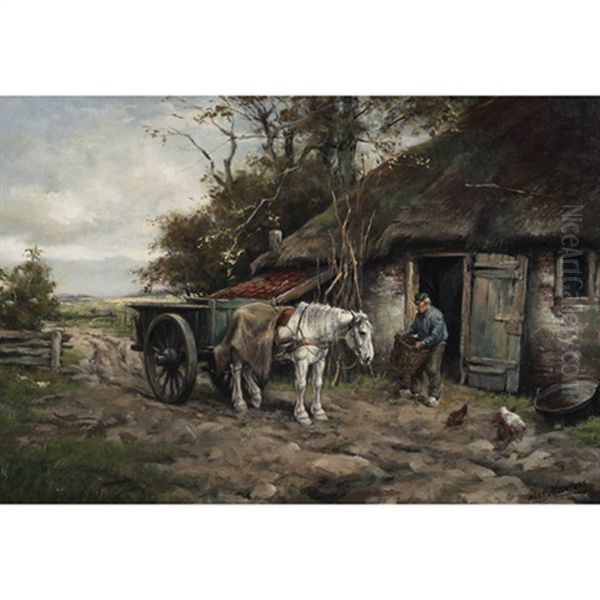 Morning Chores On The Farm Oil Painting by Diederik (Dirk) Meesters