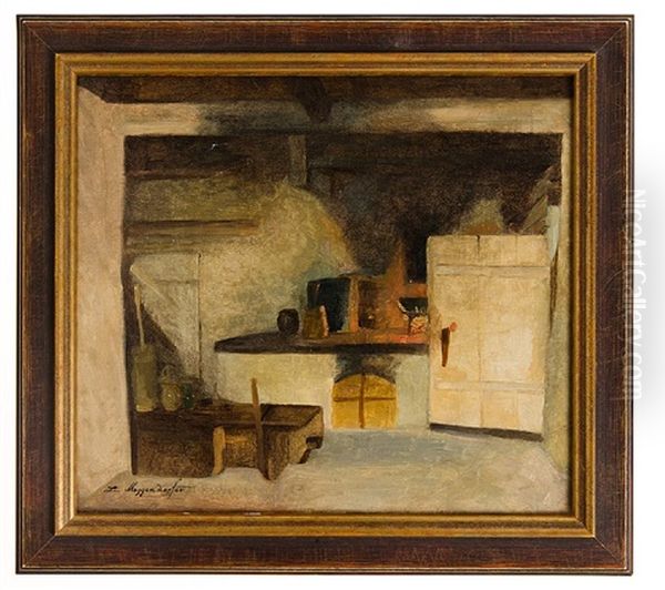 Kucheninterieur In Einem Bauernhaus Oil Painting by Lothar Meggendorfer