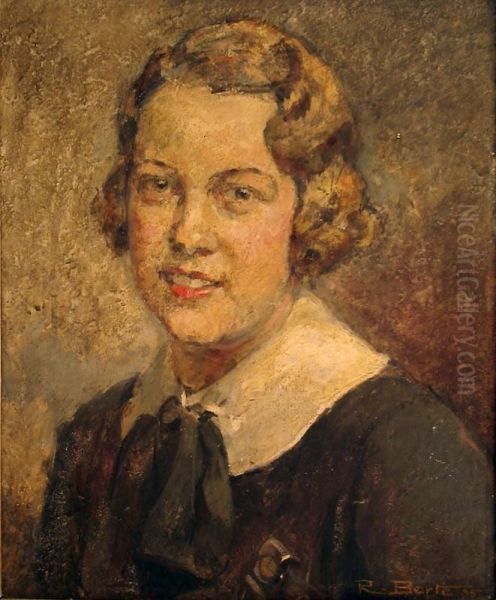 Portrait De Jeune Femme Oil Painting by Rene Berti