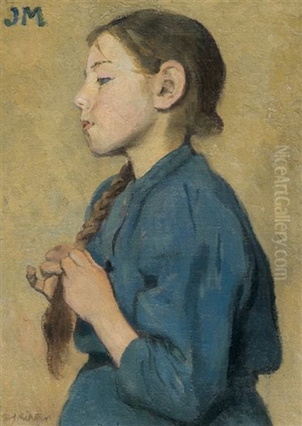 Girl With A Braid by Josef Mehoffer