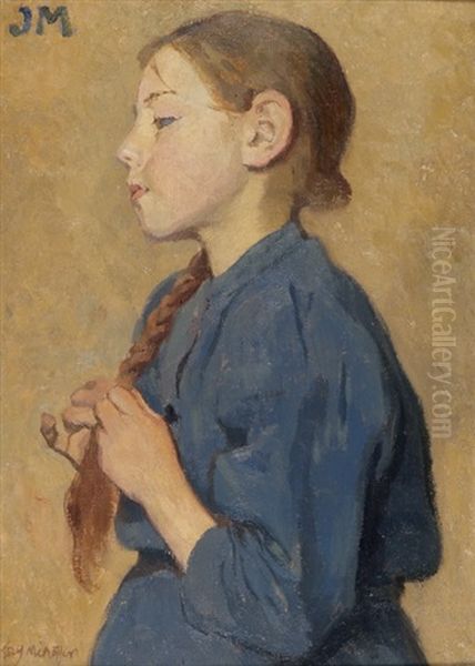 Madchen Im Blauen Kleid Oil Painting by Josef Mehoffer