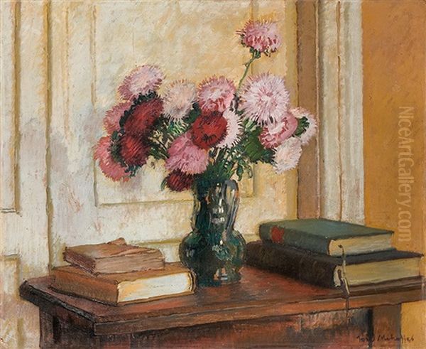 Still Life With A Bouquet Of Asters Oil Painting by Josef Mehoffer