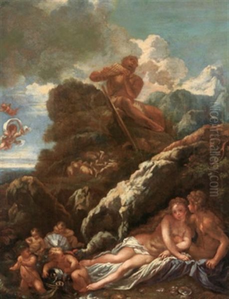 Galatea, Acis E Polifemo Oil Painting by Lieven Mehus