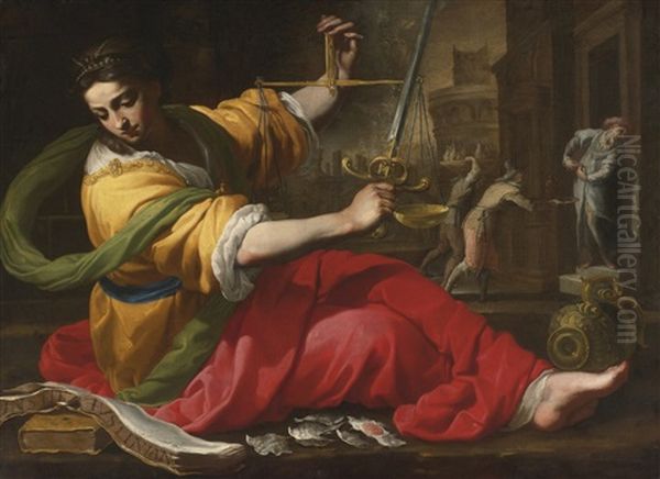 Allegory Of Justice Oil Painting by Bernardino Mei