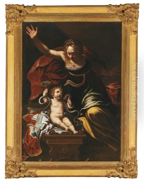 Szene Aus Der Kindheit Des Herkules Oil Painting by Bernardino Mei