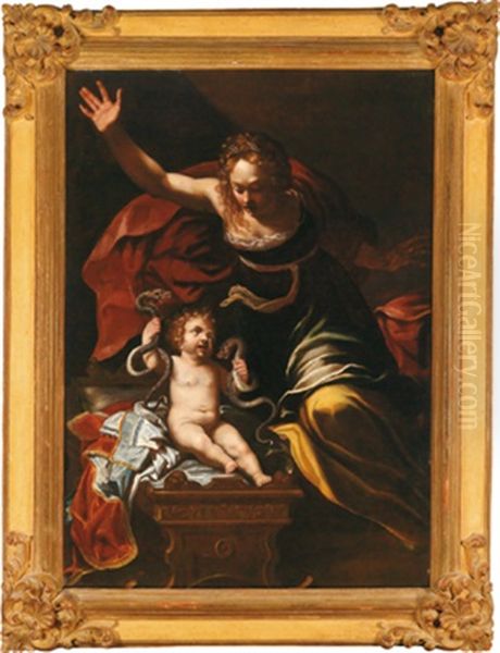 Szene Aus Der Kindheit Des Herkules Oil Painting by Bernardino Mei