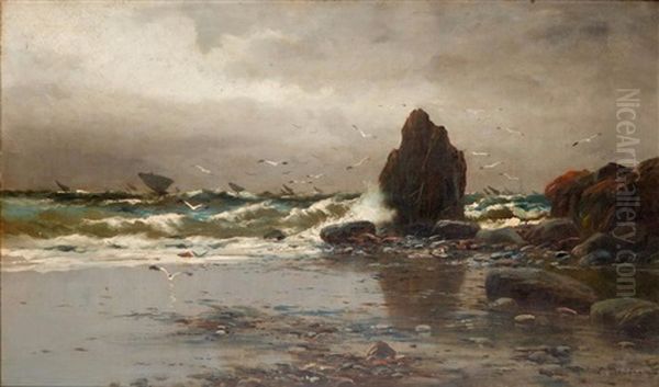 Bord De Mer Oil Painting by Eliseo Meifren y Roig